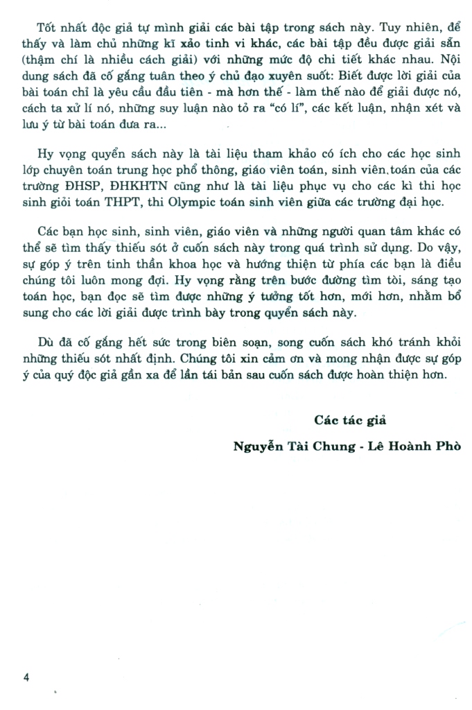 CHUYÊN KHẢO PHƯƠNG TRÌNH HÀM - BỒI DƯỠNG HỌC SINH GIỎI, CHUYÊN TOÁN (Dùng chung cho các bộ SGK hiện hành)
